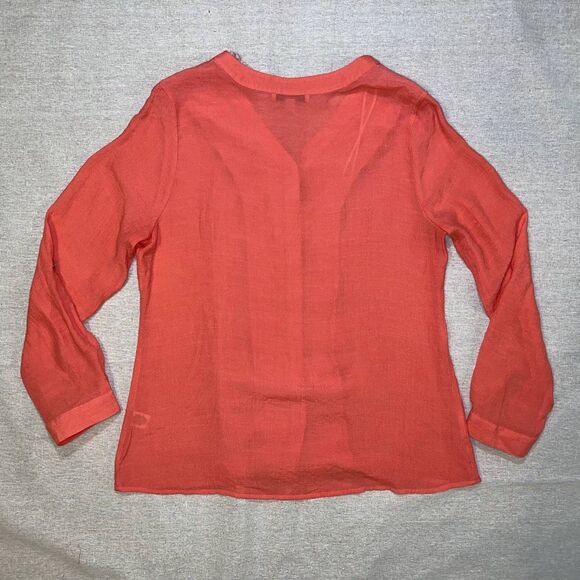 Studio Works | Coral Button Front Top with Lace | Large - Picture 2 of 10